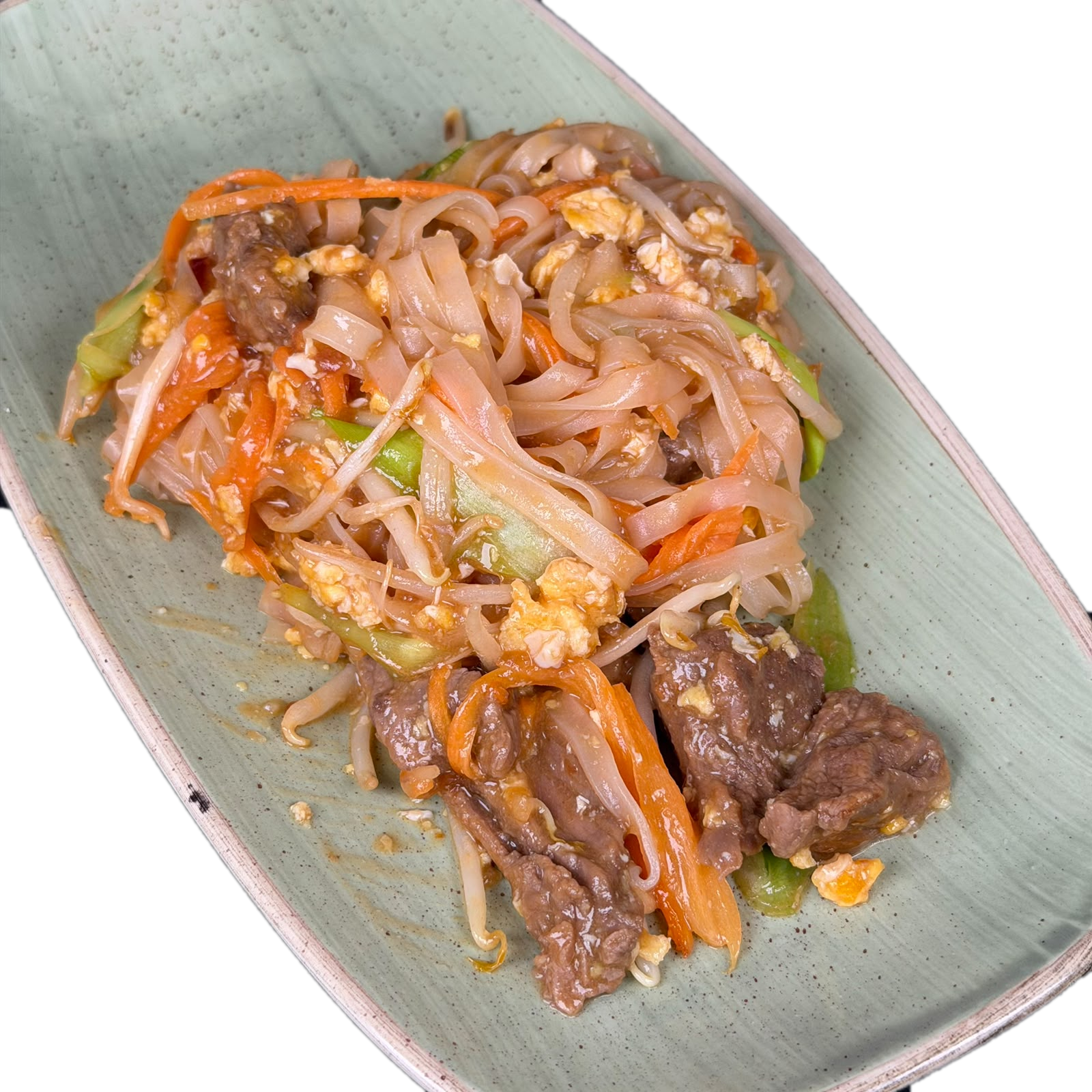 Beef pad see ew flat noodle stir fry